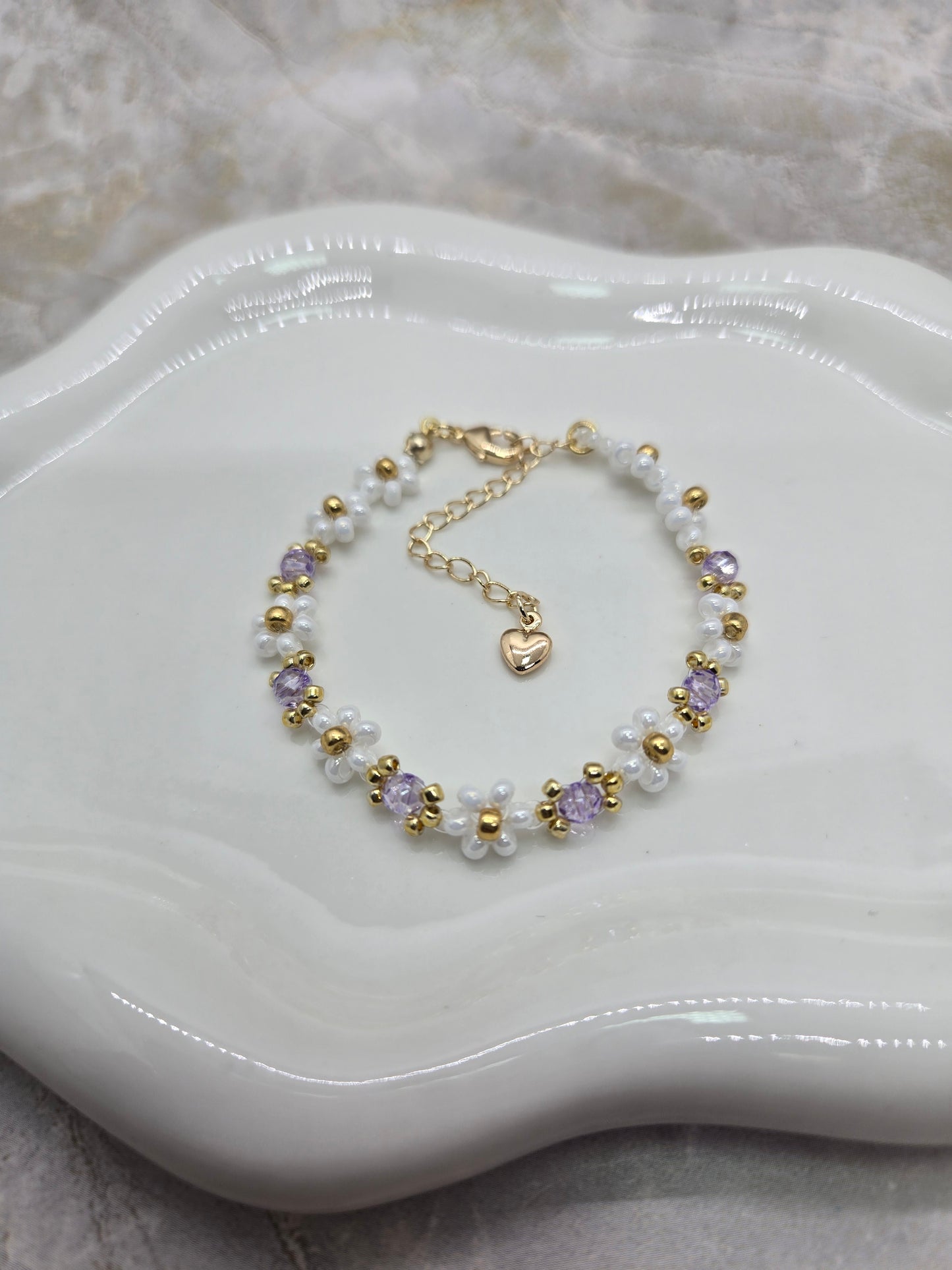 Purple Daisy Handamde Bracelet