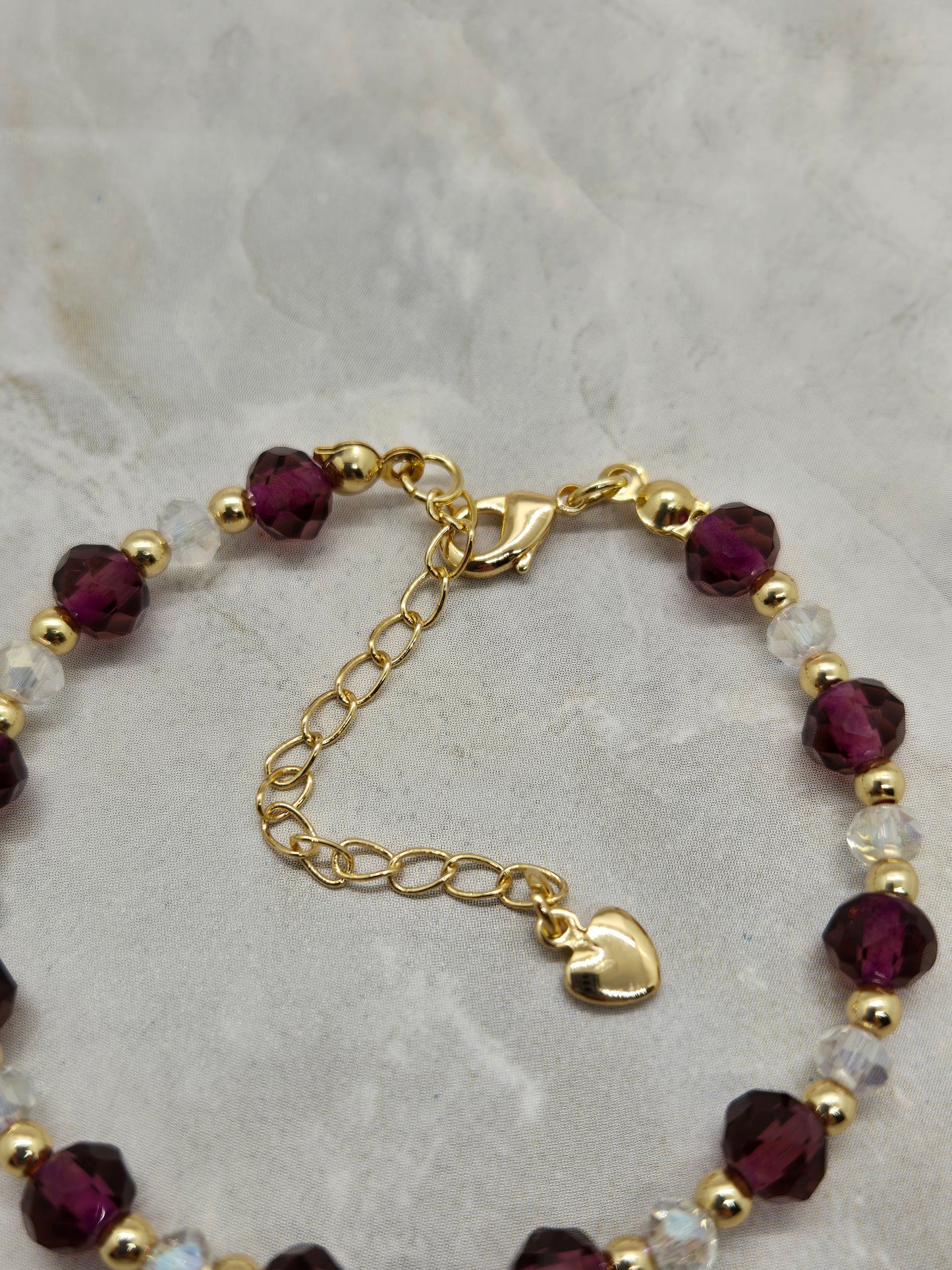 Glass beads and gold plated bracelet