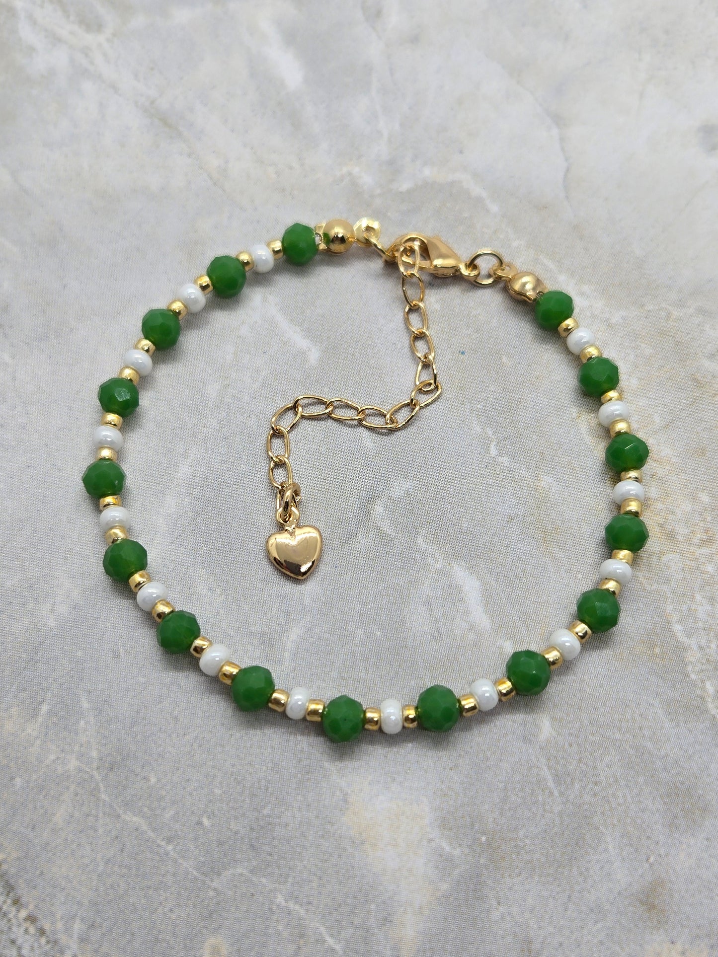 Green, White, and Gold Bracelet
