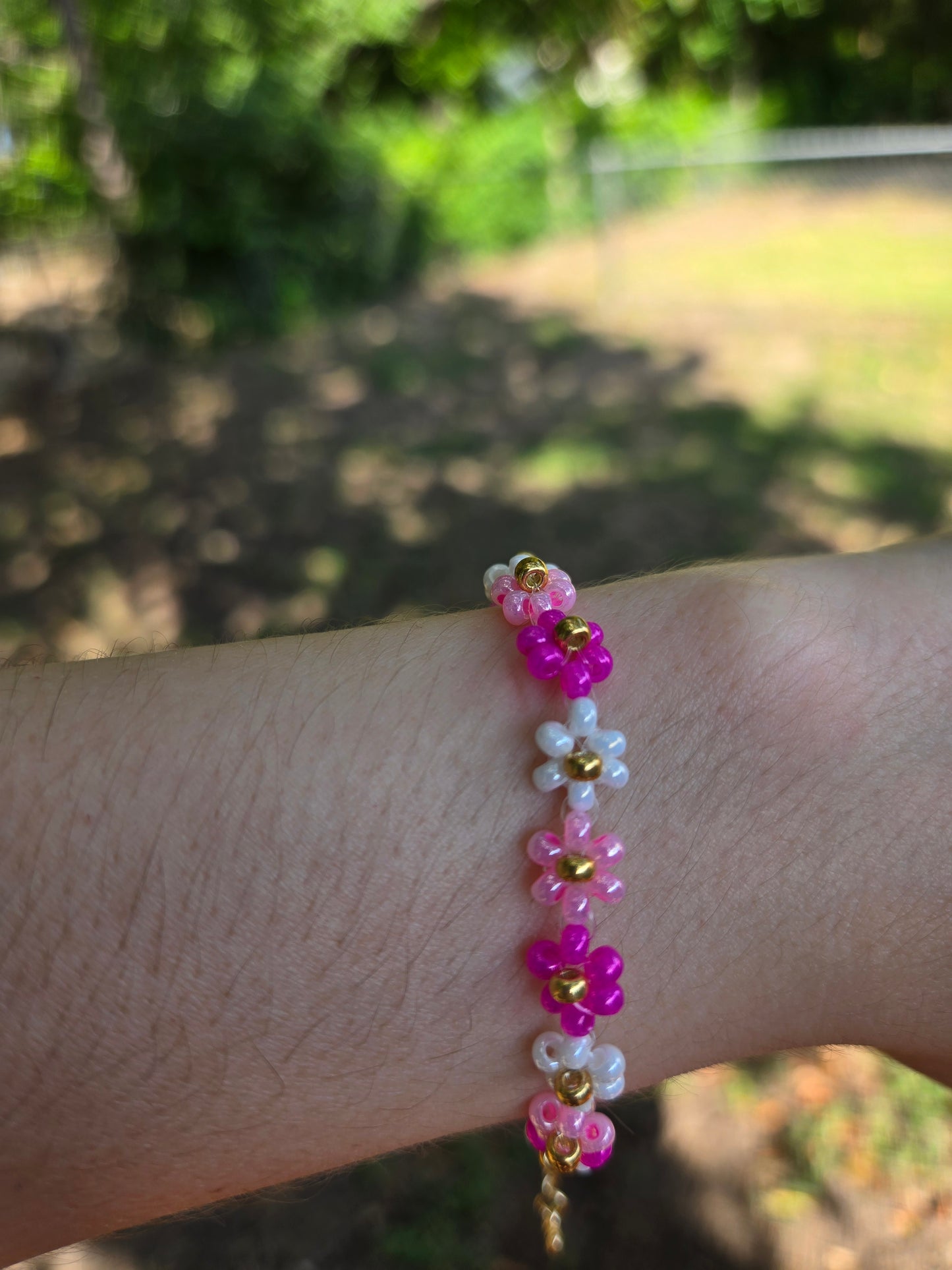 Pink Daisy Handmade bracelet