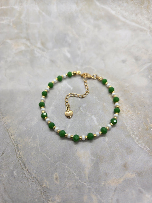 Green, White, and Gold Bracelet