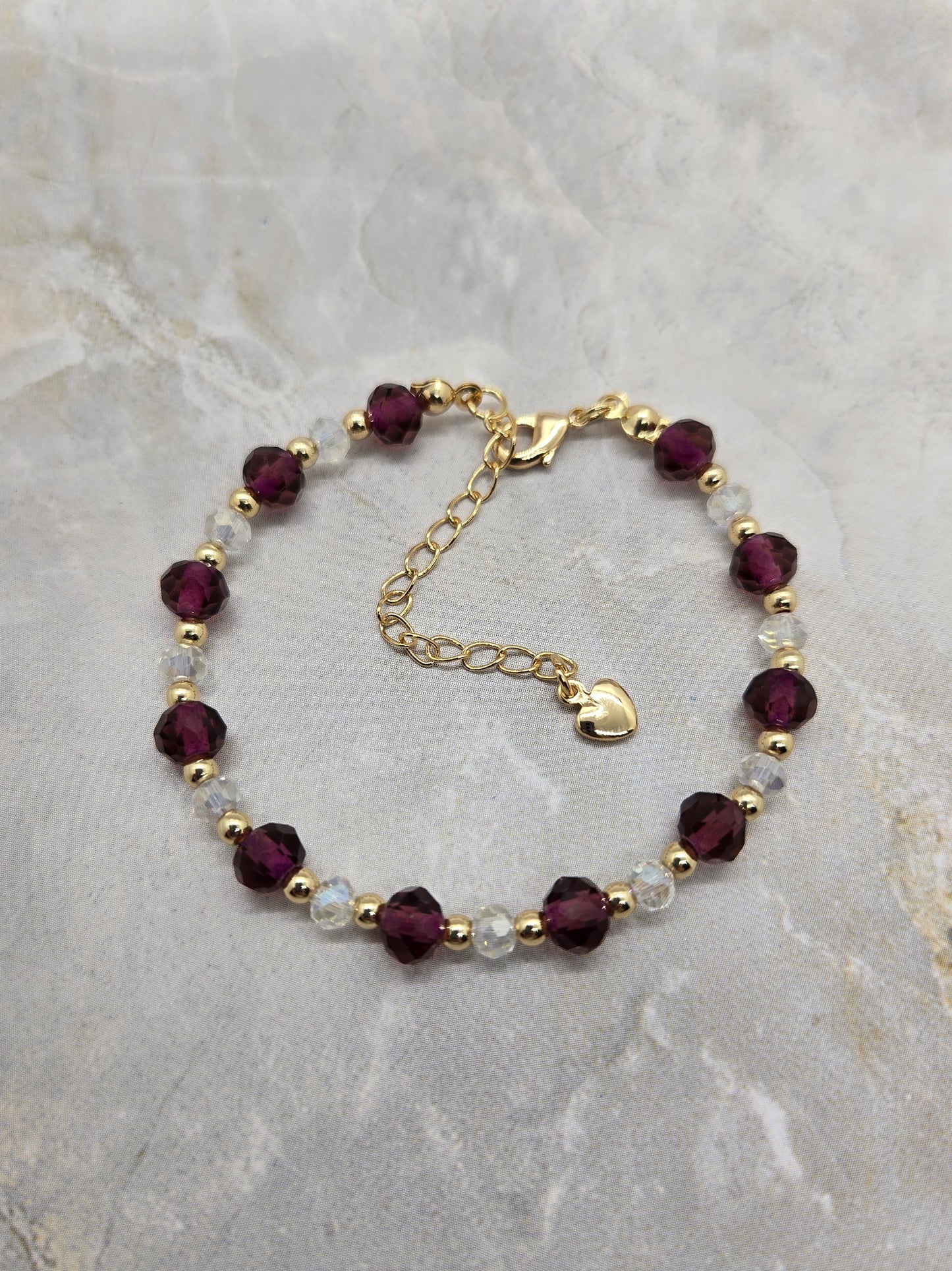 Glass beads and gold plated bracelet
