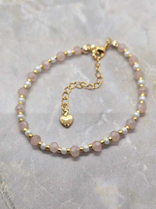 Pink, white and gold plated Bracelet