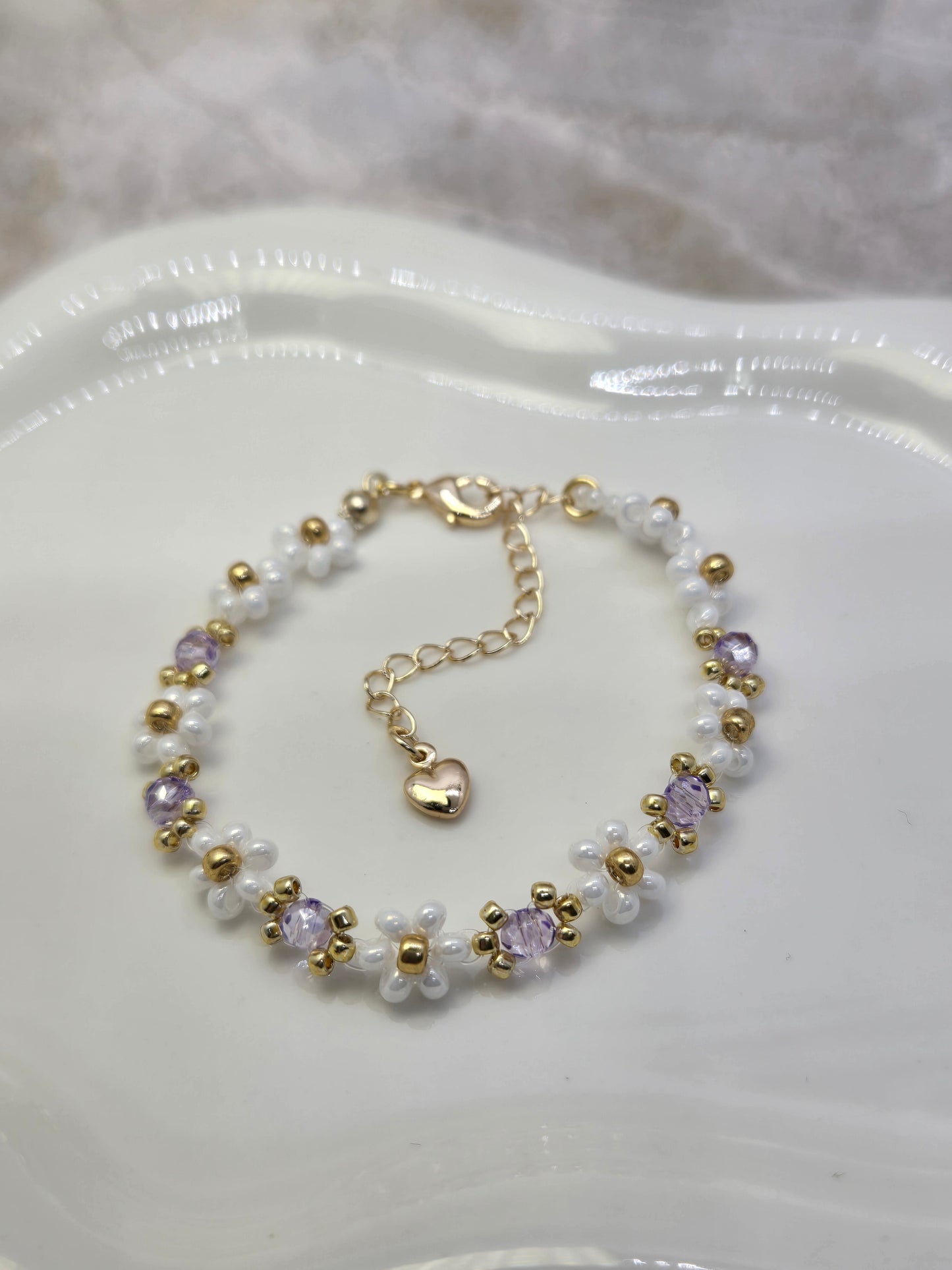 Purple Daisy Handamde Bracelet