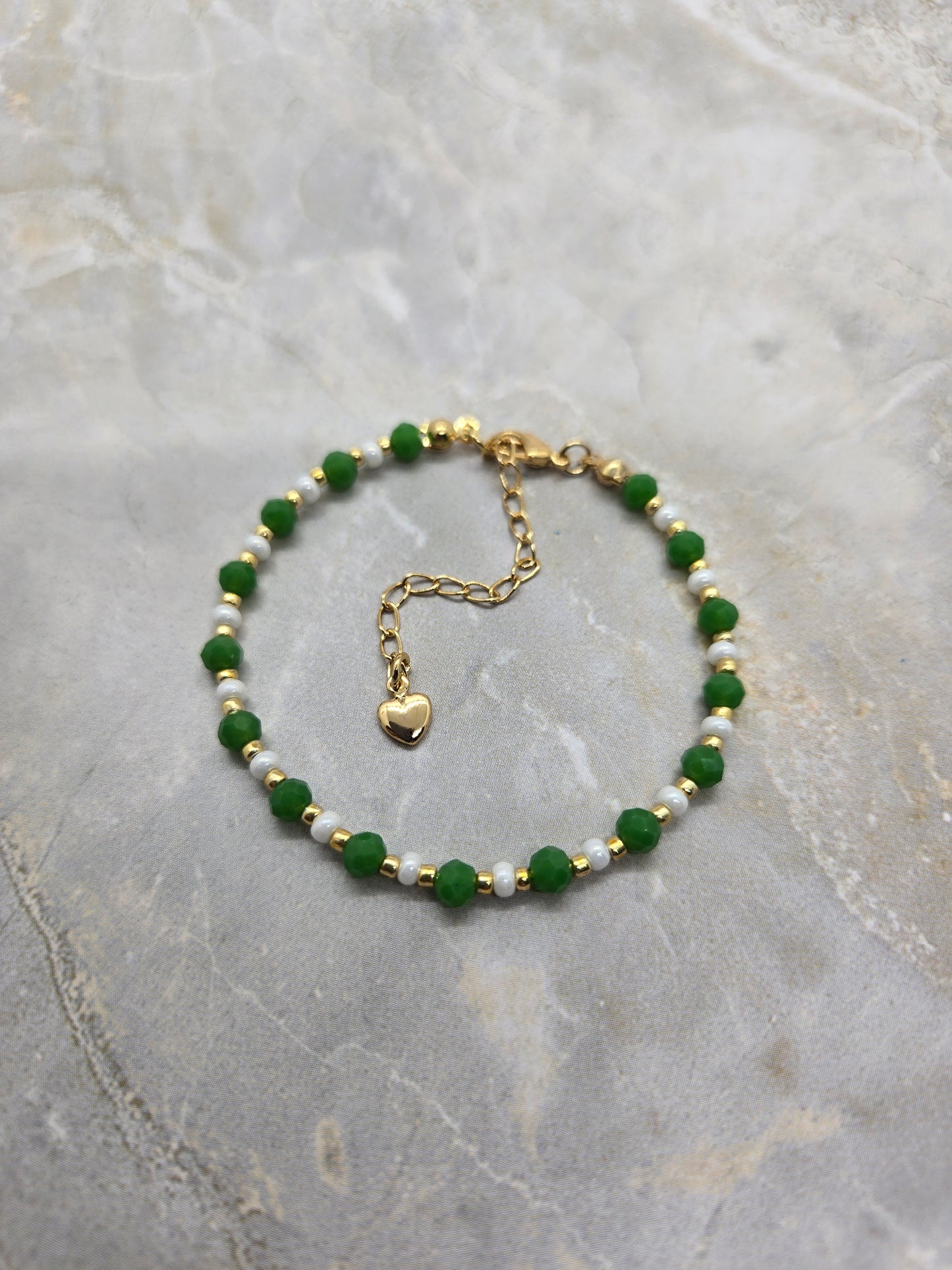 Green, White, and Gold Bracelet