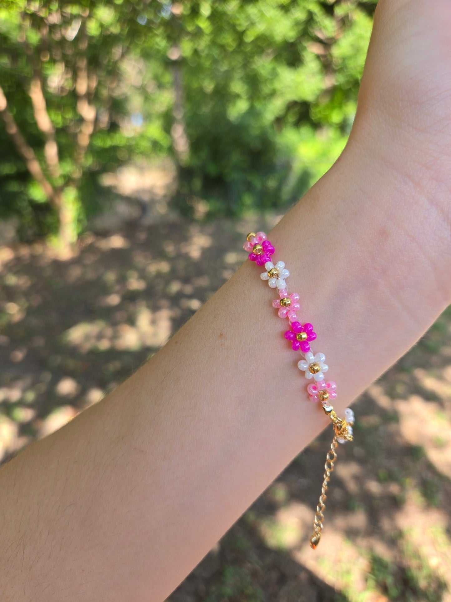 Pink Daisy Handmade bracelet