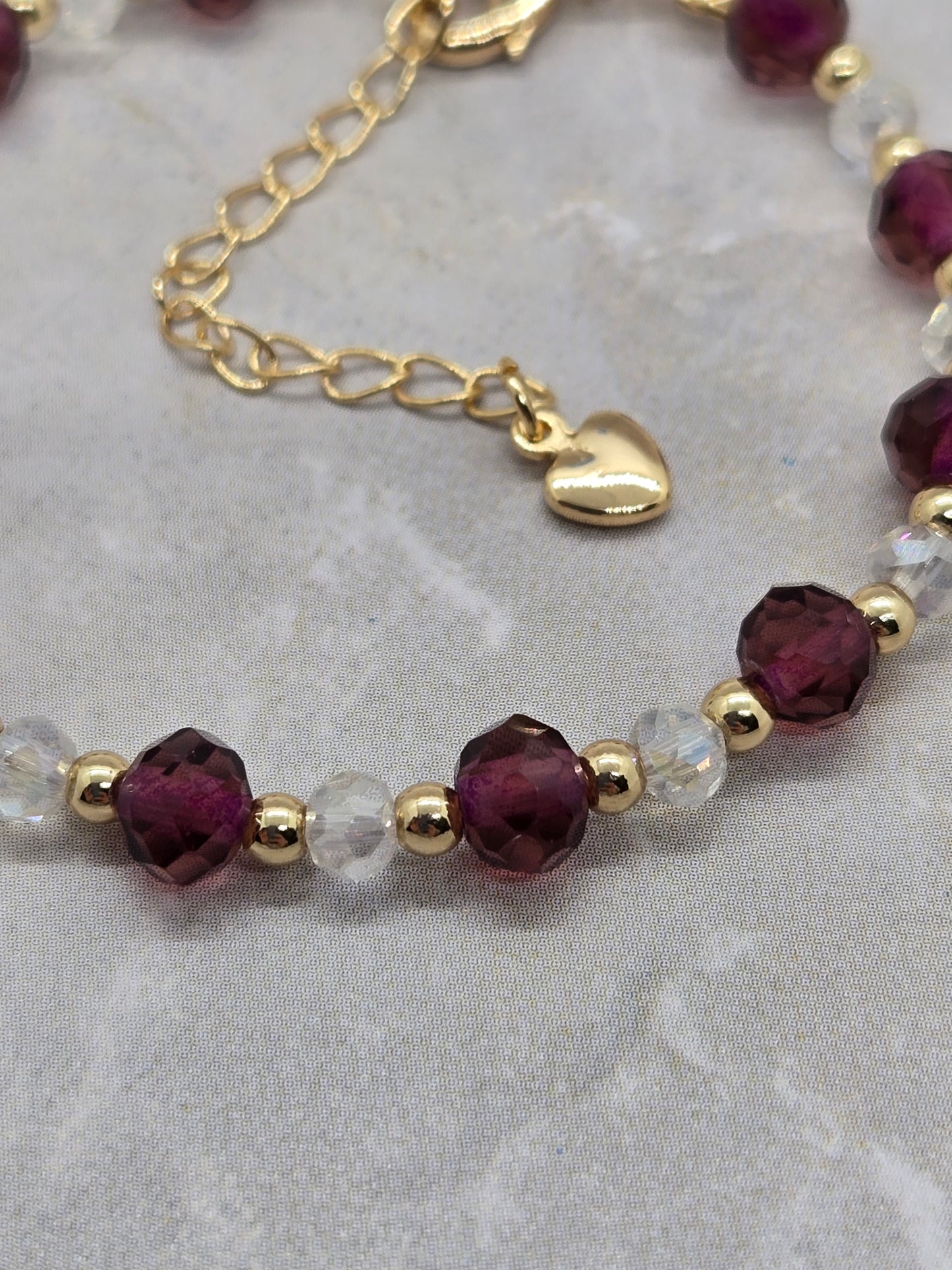 Glass beads and gold plated bracelet