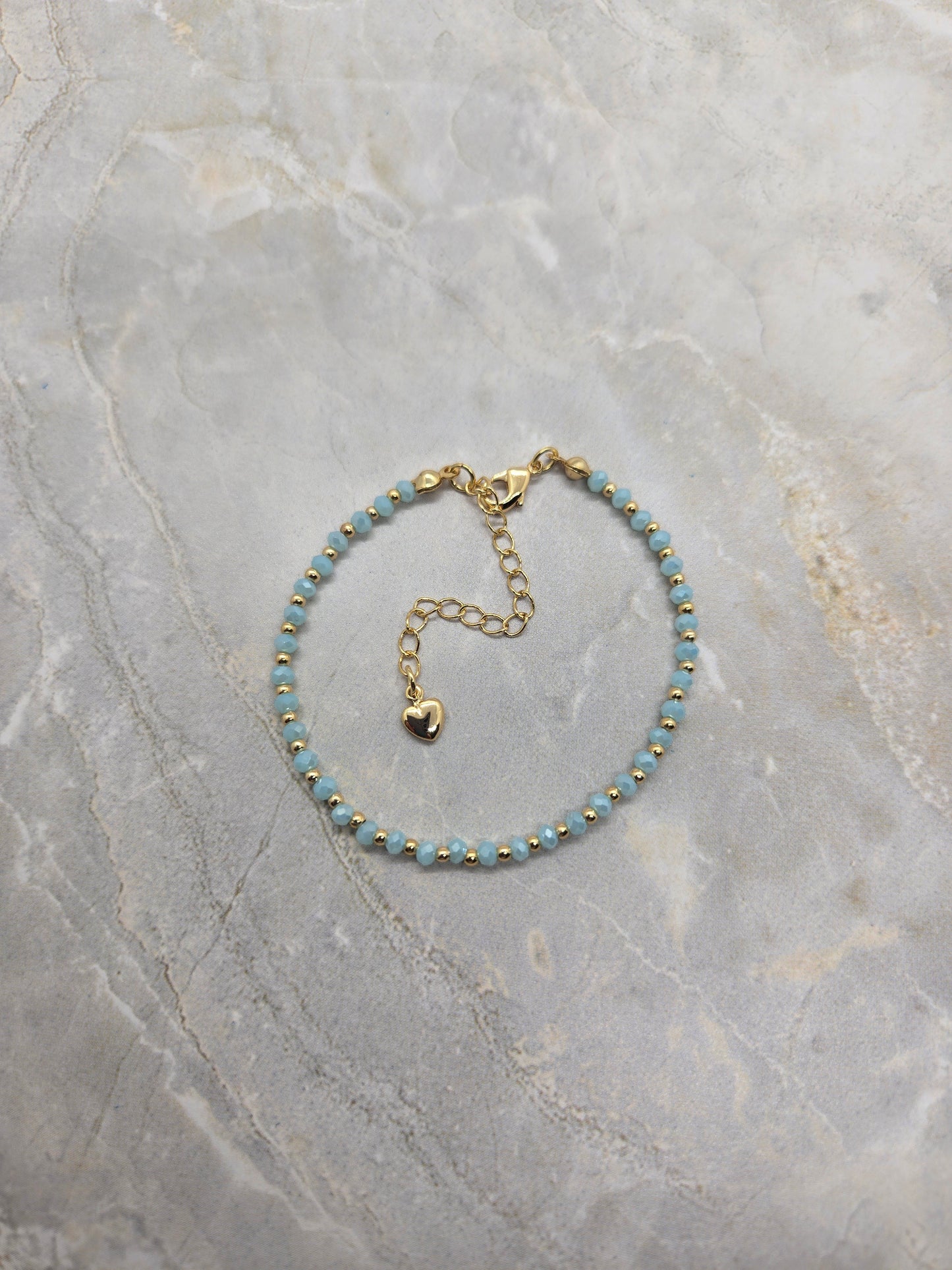 Blue and gold plated beads 2mm Bracelet