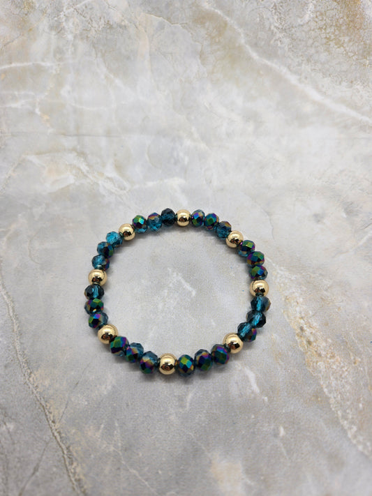 Dark green and gold plated beads