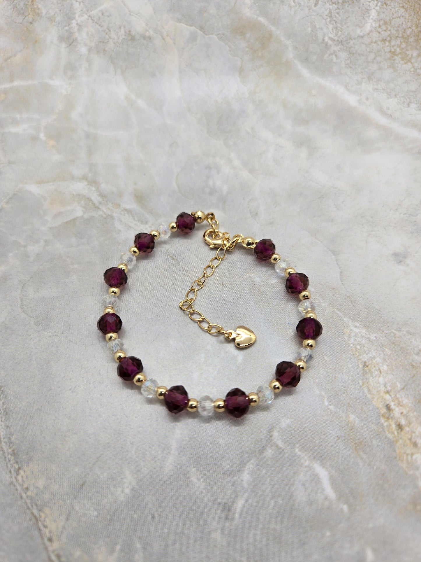 Glass beads and gold plated bracelet